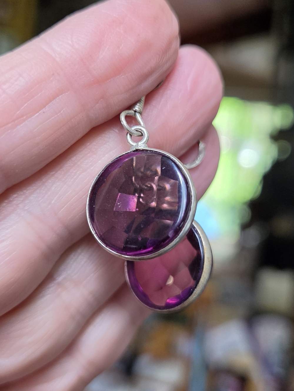Amethyst Natural 13k Faceted Sterling Earrings - Picture 10 of 10